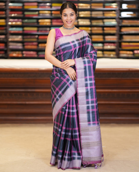 Purple Classic Fancy Tussar Silk Saree