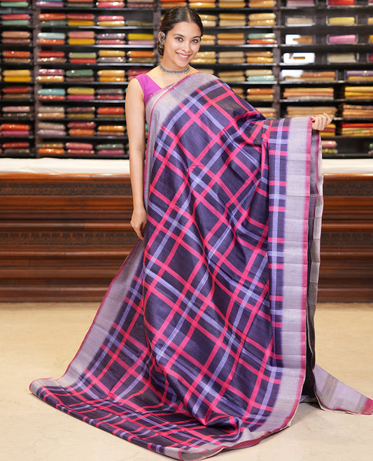 Pink Classic Fancy Tussar Silk Saree