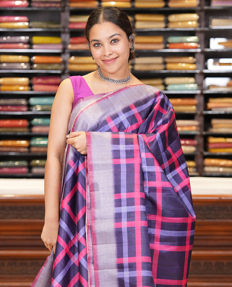 Pink Classic Fancy Tussar Silk Saree