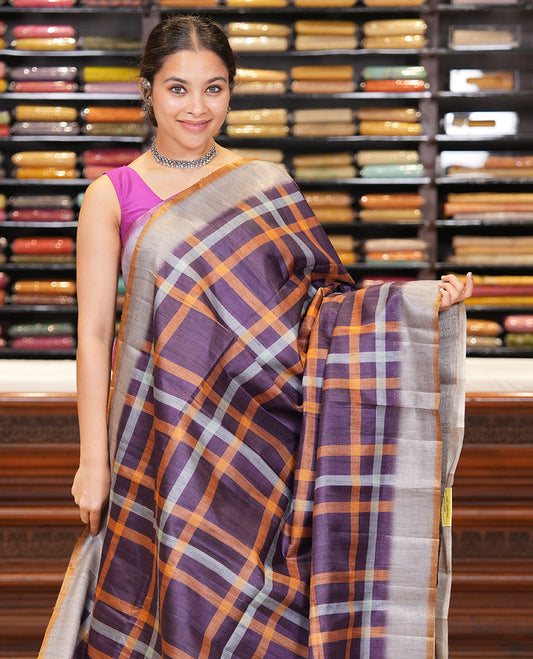 Brown Classic Fancy Tussar Silk Saree