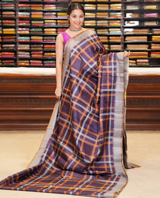 Brown Classic Fancy Tussar Silk Saree
