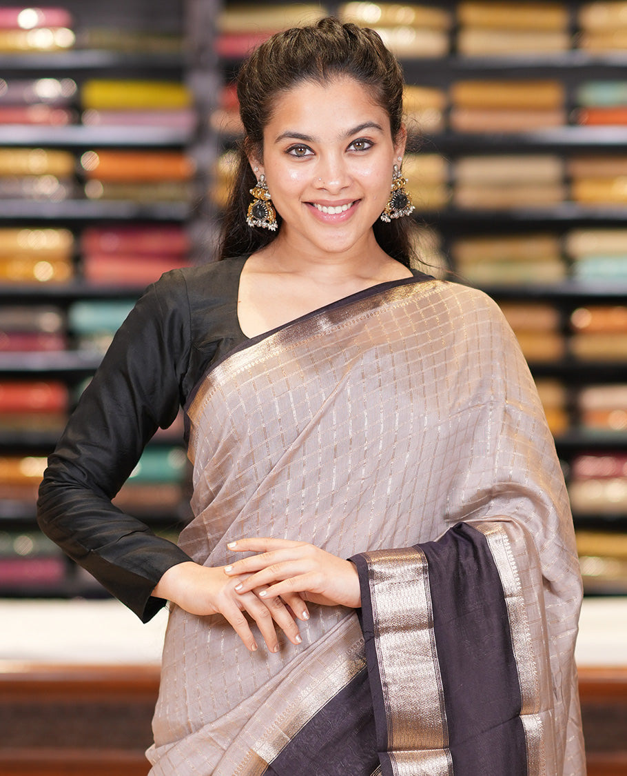 Chikku-Black Assam Silk Saree