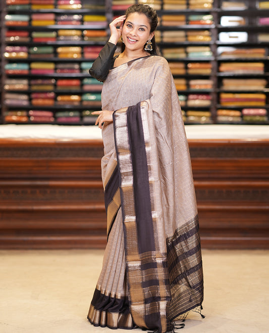 Chikku-Black Assam Silk Saree