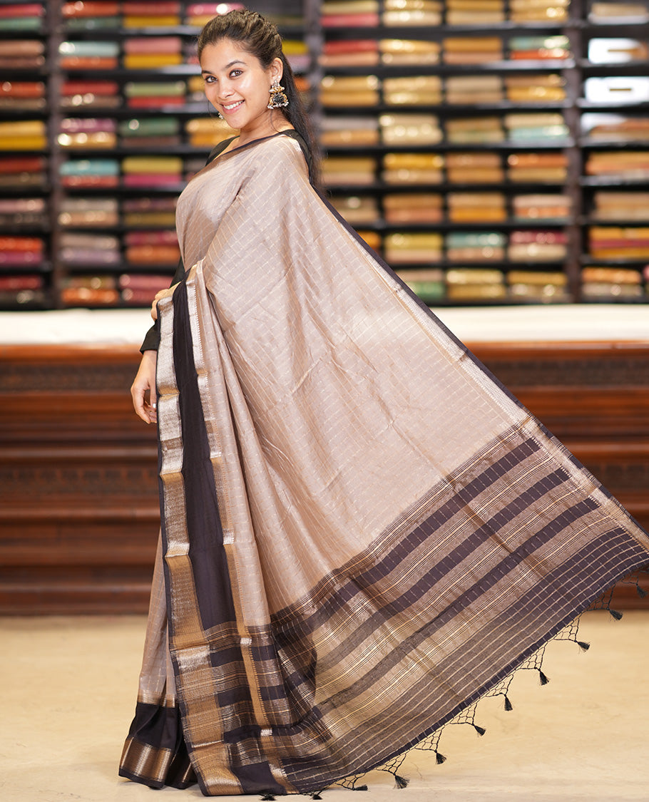Chikku-Black Assam Silk Saree
