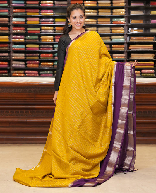 Yellow Assam Silk Saree
