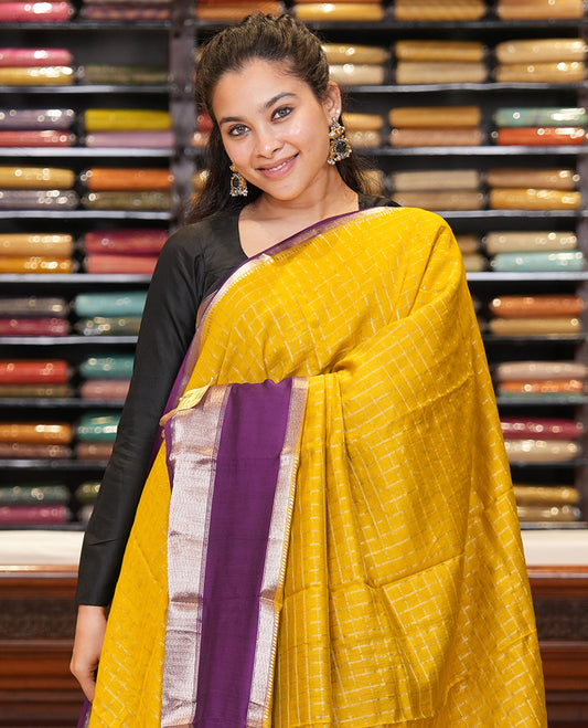 Yellow Assam Silk Saree