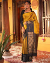 Mehendi Green Striped Mayuri Lite Silkmix, Contrast Border, Blouse
