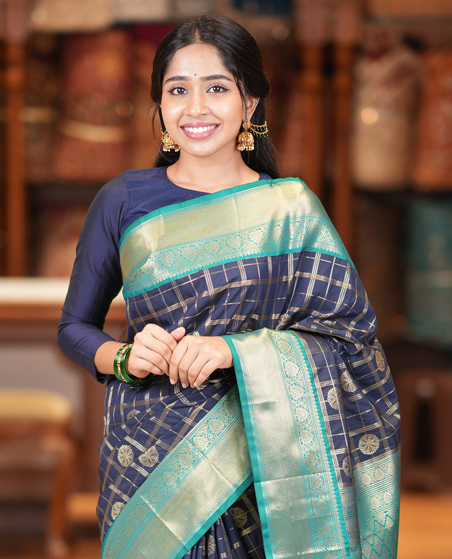 Navy Blue-Saffire Blue Budget Silk Saree