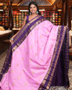 Light Pink-Purple Budget Silk Saree, Adorned with Zari Buttas, Contrast Rettai Pettu Traditional Border, Jaal Pallu, and a Contrast Blouse