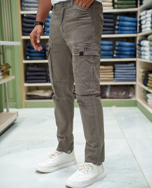 Brown Plain Cotton Cargo Trousers Comes with Straight Fit and Regular Length