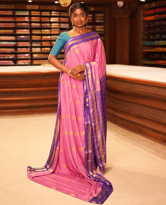 Pink Semi-Mysore Silk Saree