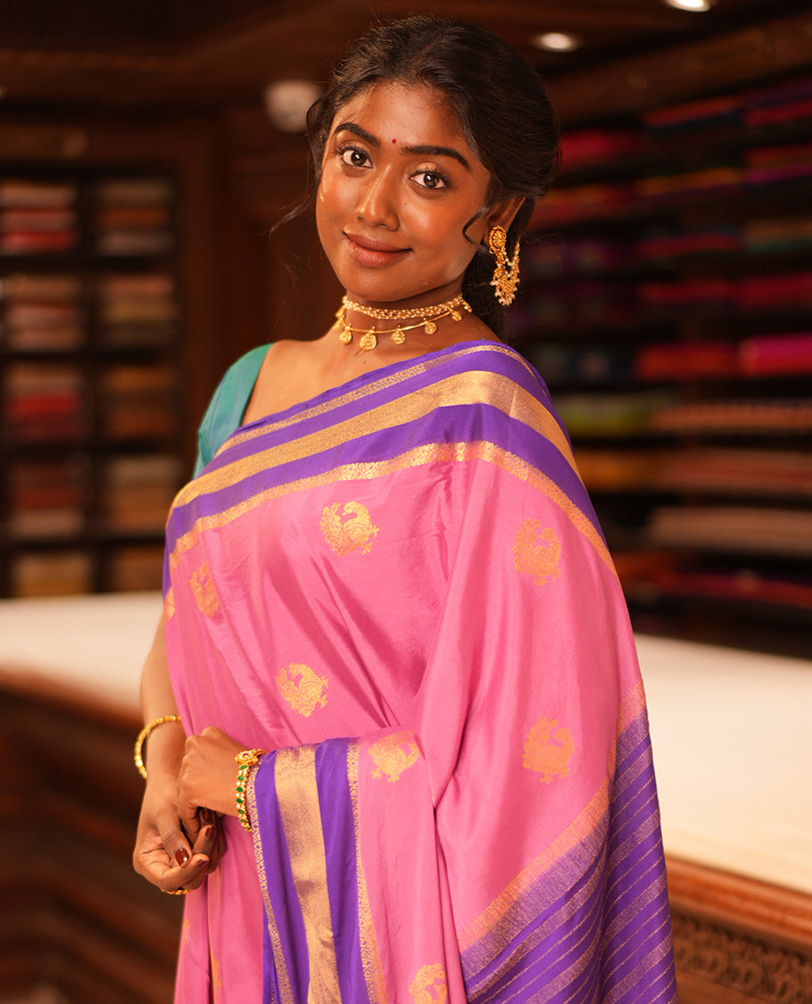 Pink Semi-Mysore Silk Saree