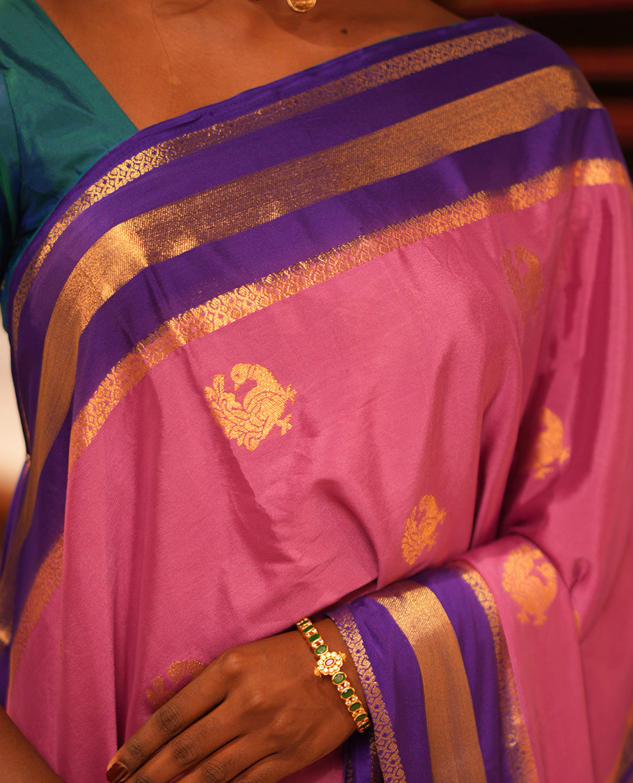 Pink Semi-Mysore Silk Saree