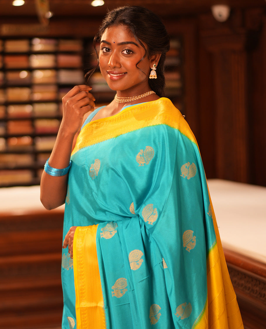 Blue Buttas Mysore Silk Saree