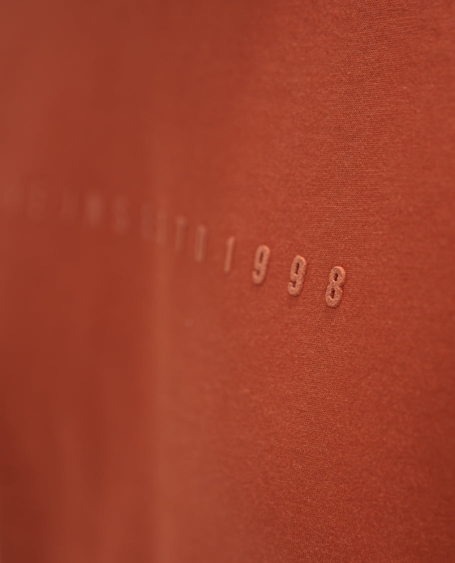 Orange Cotton-Blended Ombre-Dyed T-Shirt Comes with Typographic Print, Crew Neck, Half Sleeves, Slim Fit, and Regular Length