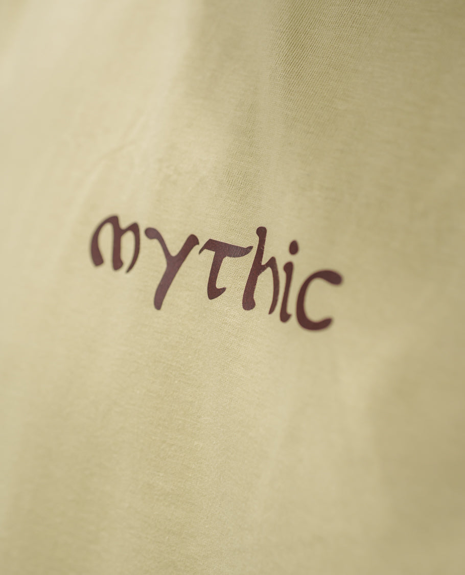 Cream Cotton-Blended T-Shirt Comes with an Deer-Motifs Back Print, Crew Neck, Half Sleeves, Oversized Fit, and Regular Length