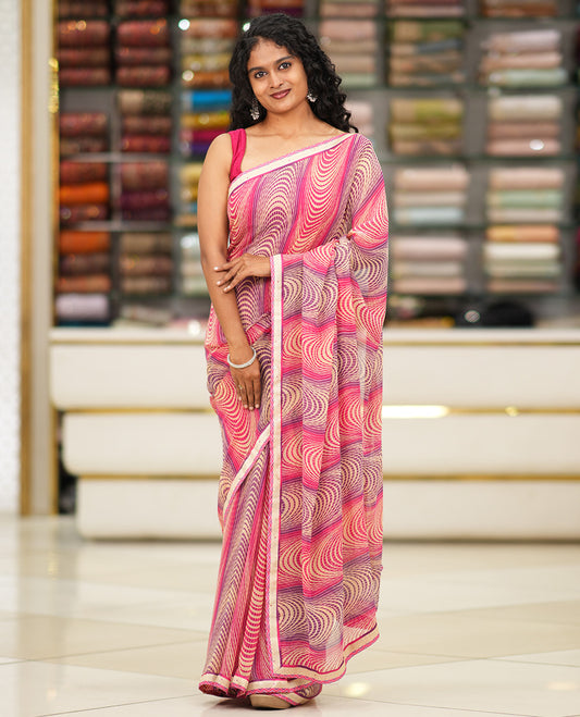 Pink Chiffon Saree