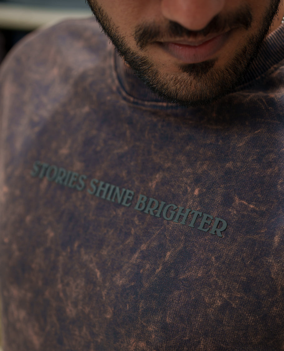 Black Cotton-Blended Lava-Wash T-Shirt Comes with a Typographic Print, Crew Neck, Half Sleeves, Oversized Fit, and Regular Length