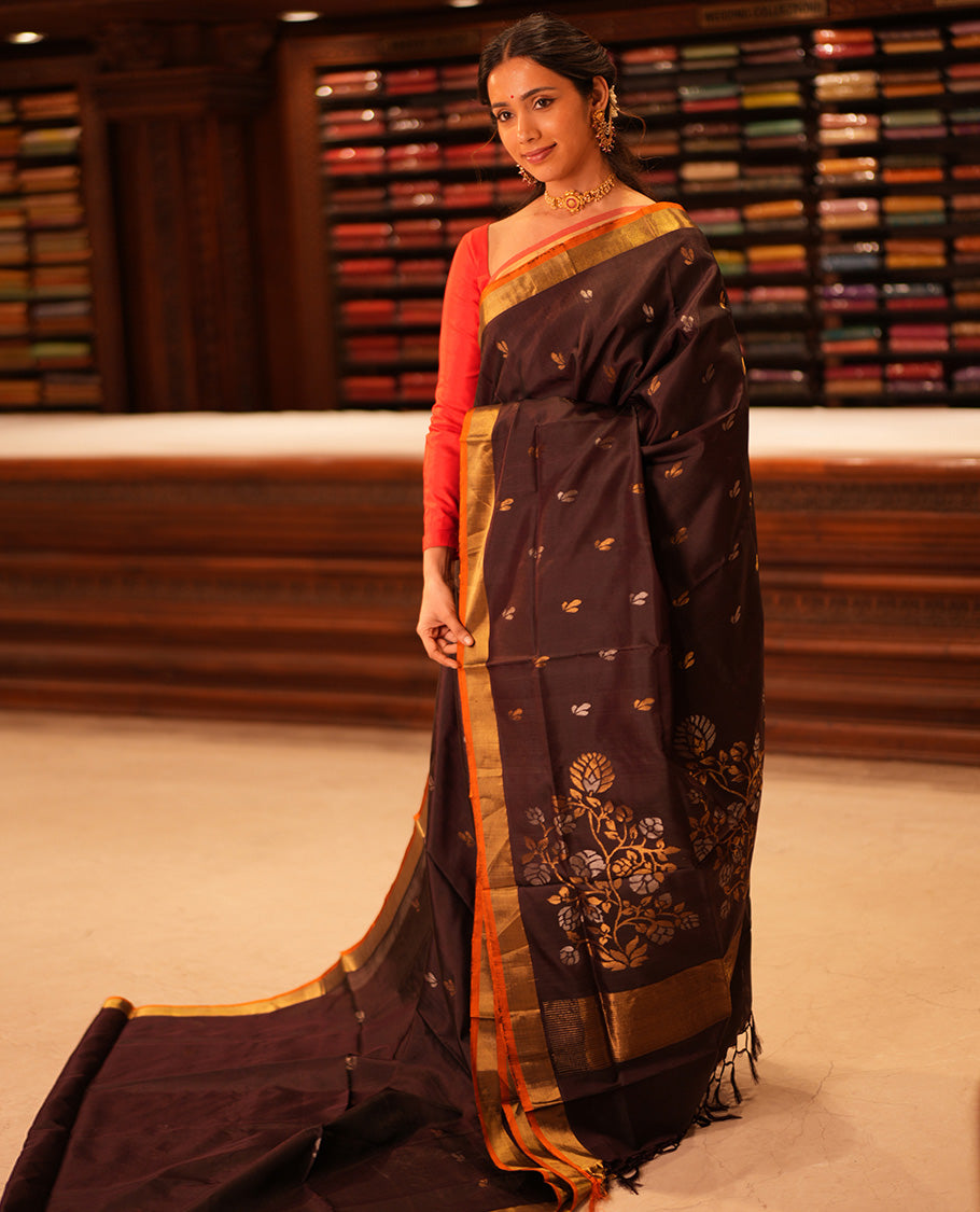 Brown Uppada Silk Saree