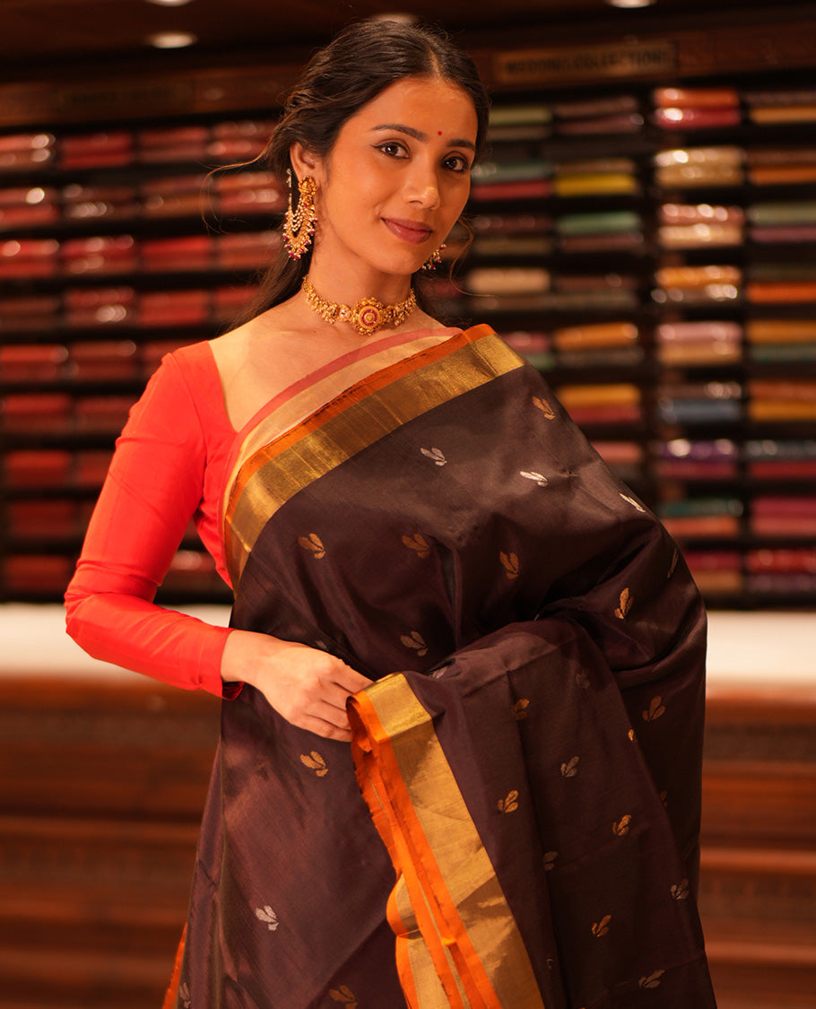 Brown Uppada Silk Saree