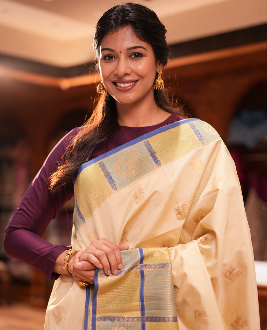 Blue Peacock Motif Saree