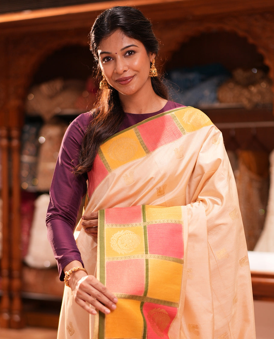 Pink Raw Motifs Saree
