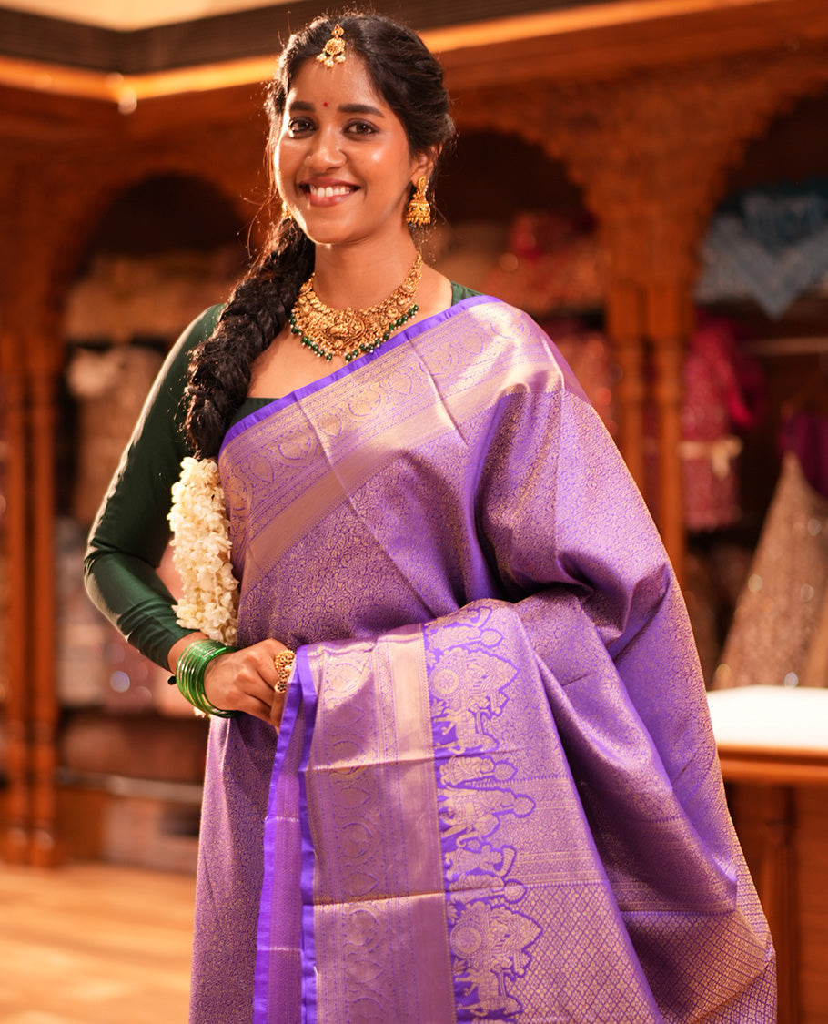 Violet jacquard Saree