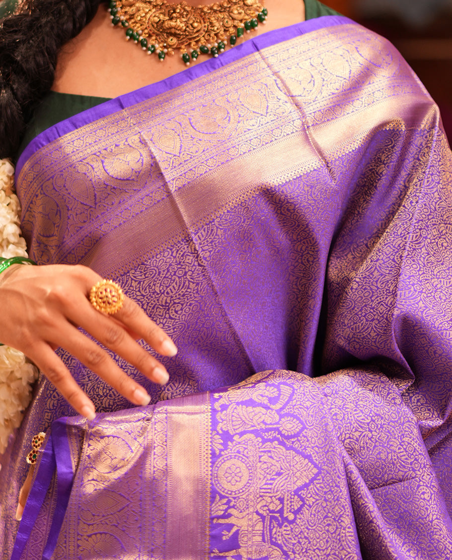 Violet jacquard Saree