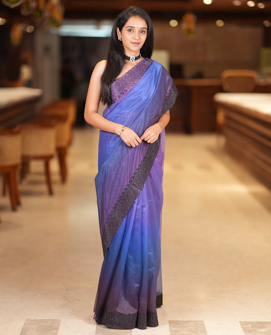 Violet Twill Net Saree