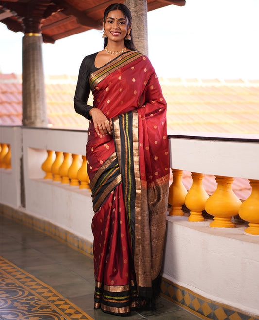 Araku-Black Mayil Buttas Vasundhara Lite Silk Mix Saree