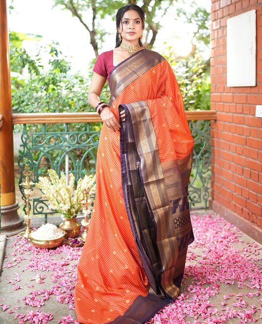 Yellow-Pink Micro Checks Budget Silk Saree