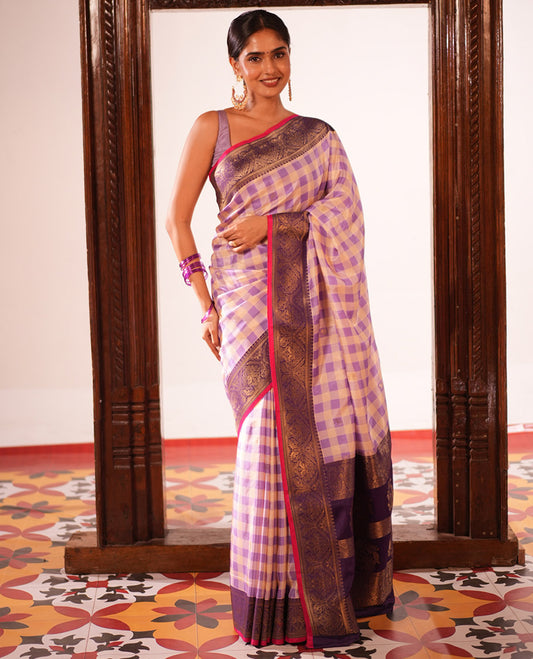 Lavender Fancy Mysore Silk Saree