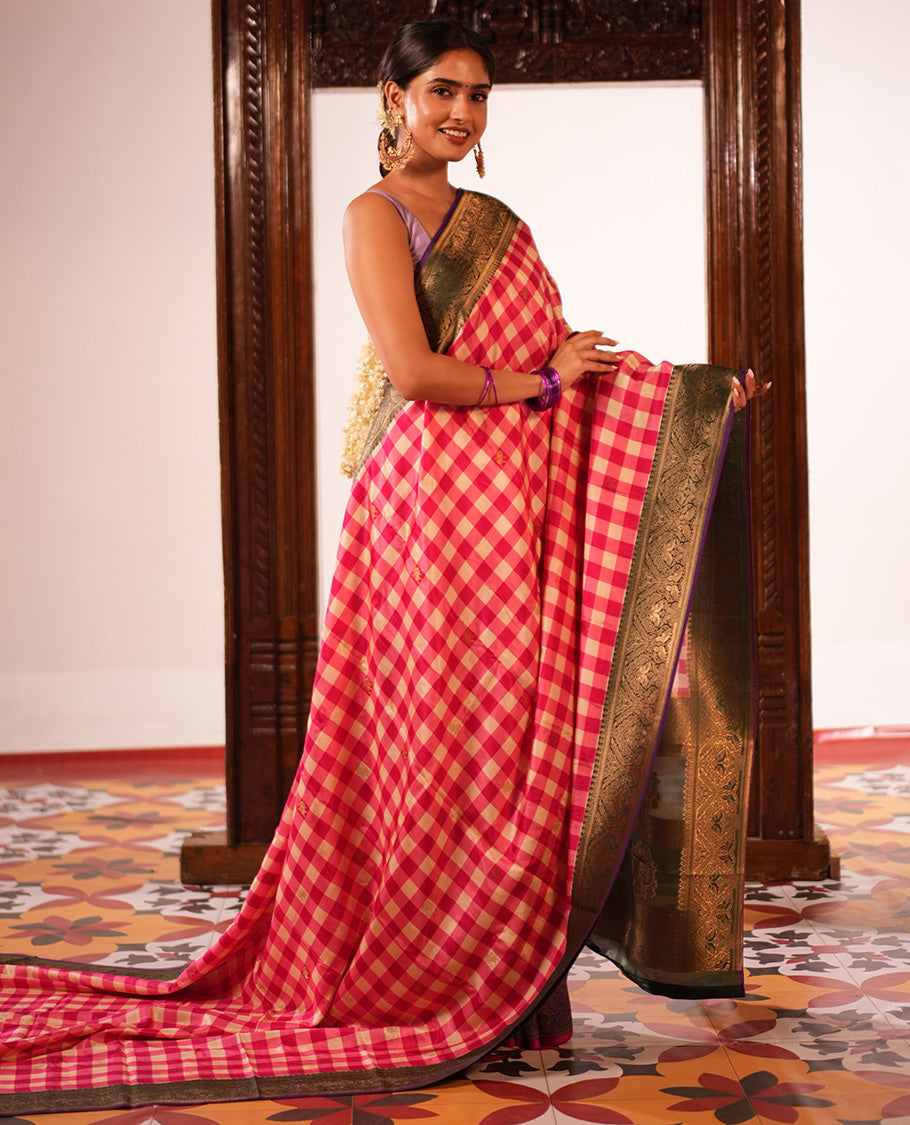 Pink Fancy Mysore Silk Saree