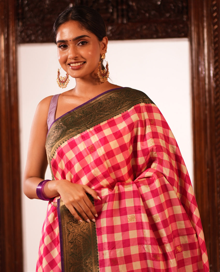Pink Fancy Mysore Silk Saree