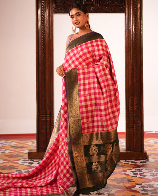 Pink Fancy Mysore Silk Saree