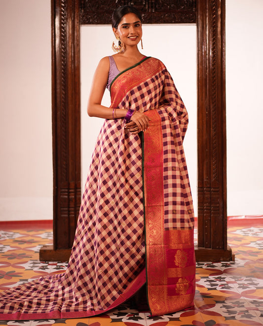 Dark Purple Fancy Mysore Silk Saree