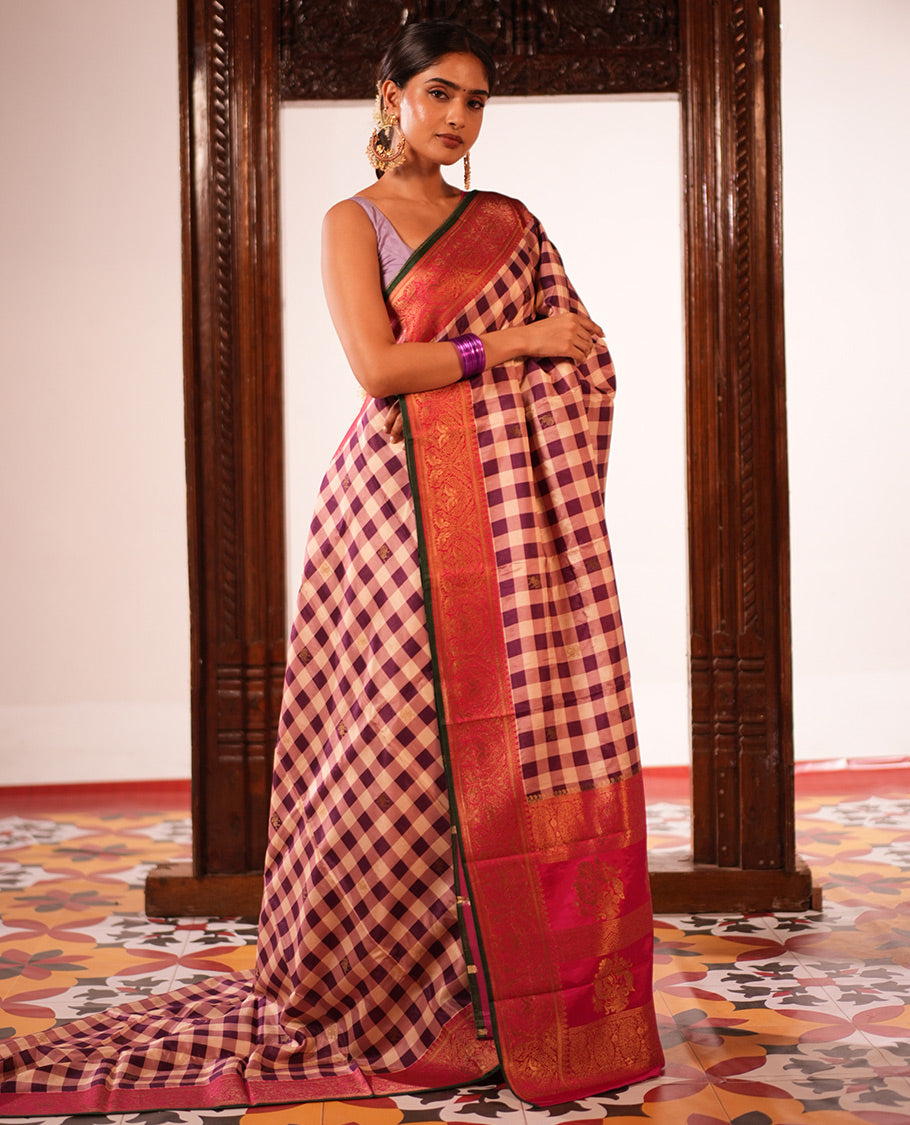Dark Purple Fancy Mysore Silk Saree