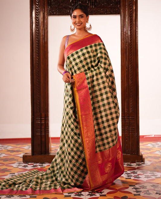 Bottle Green Fancy Mysore Silk Saree
