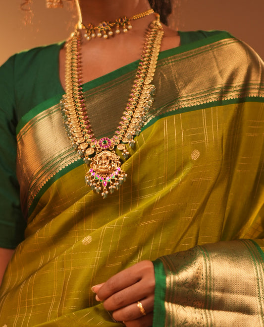 Green Contrast Checks Vasundhara Silk Saree