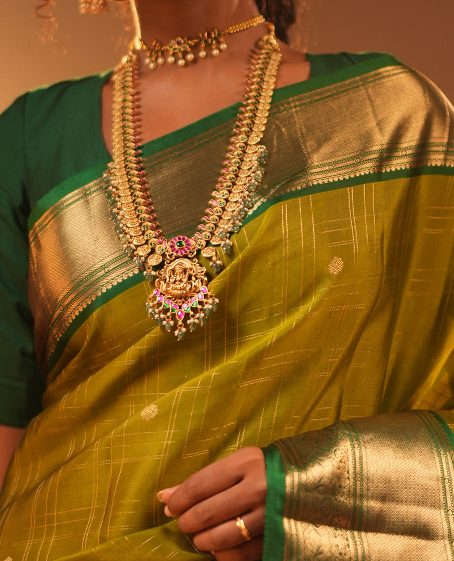 Green Contrast Checks Vasundhara Silk Saree