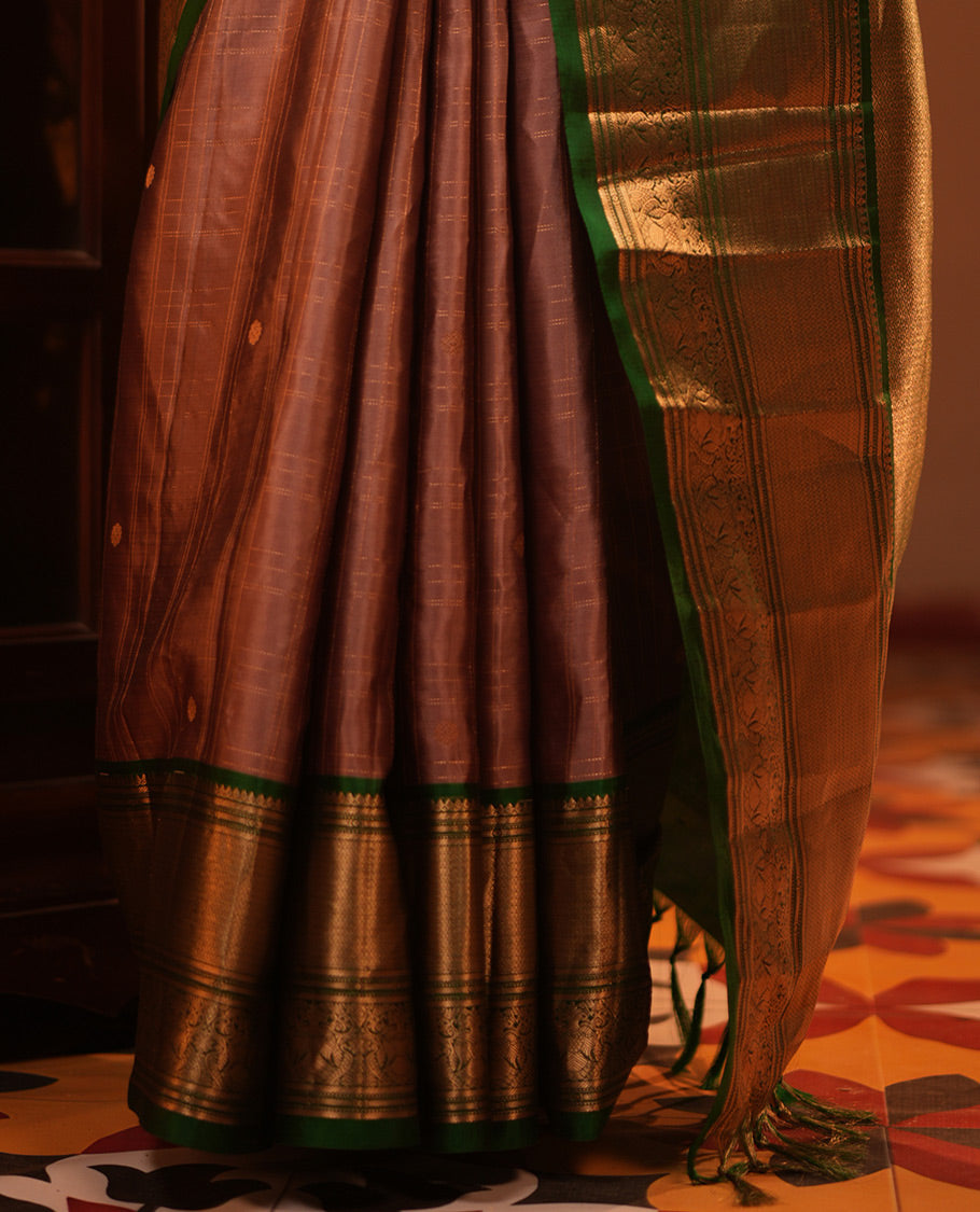 Light-Chocolate-Green Vasundhara Silk Saree