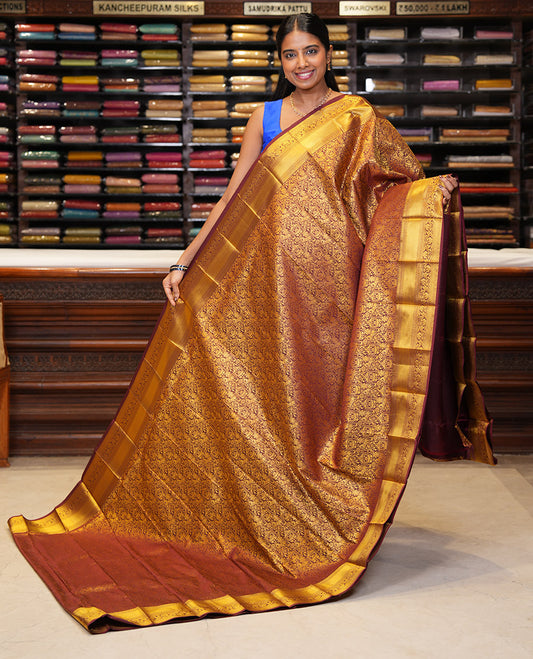 Maroon Budget Silk Saree, Decked Up with Jacquard Design, a Zari Border, Grand Pallu, and a Matching Blouse