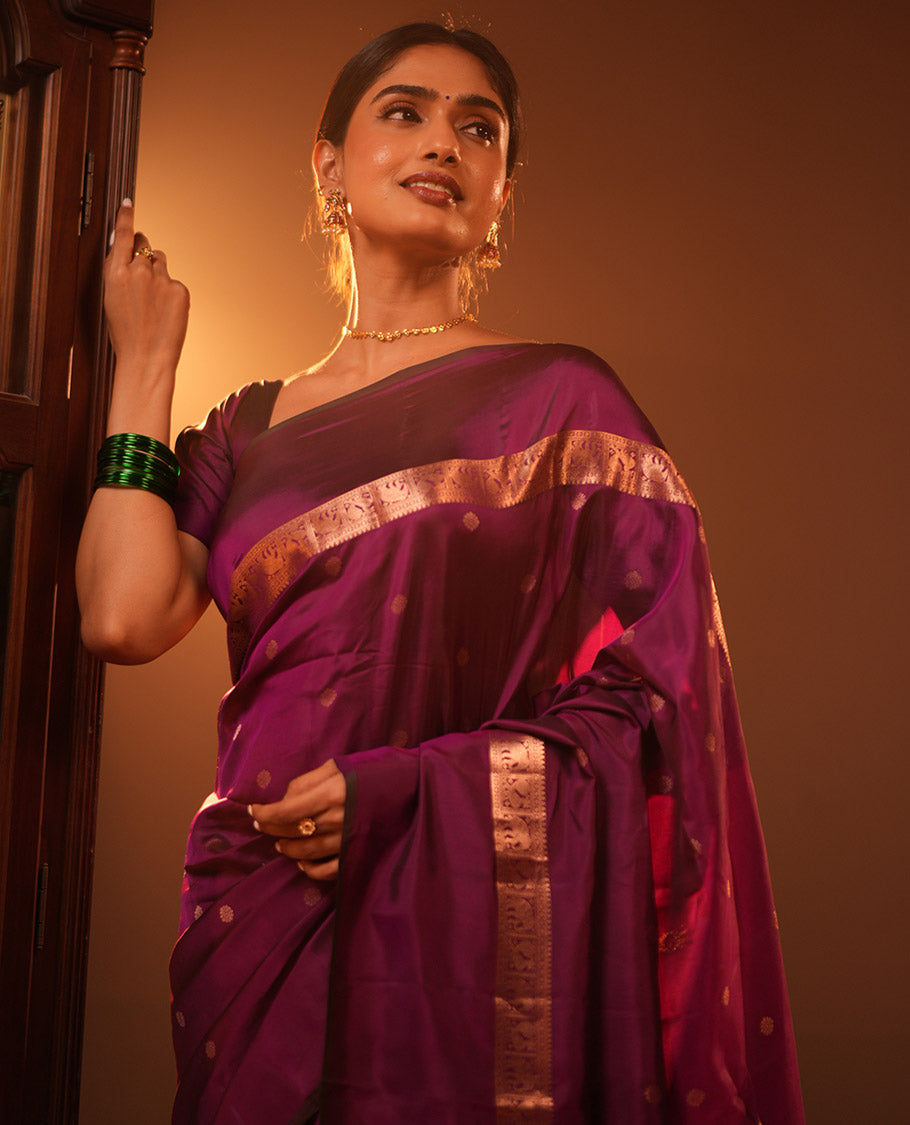 Magenta Vasundhara Lite Silk Mix Saree