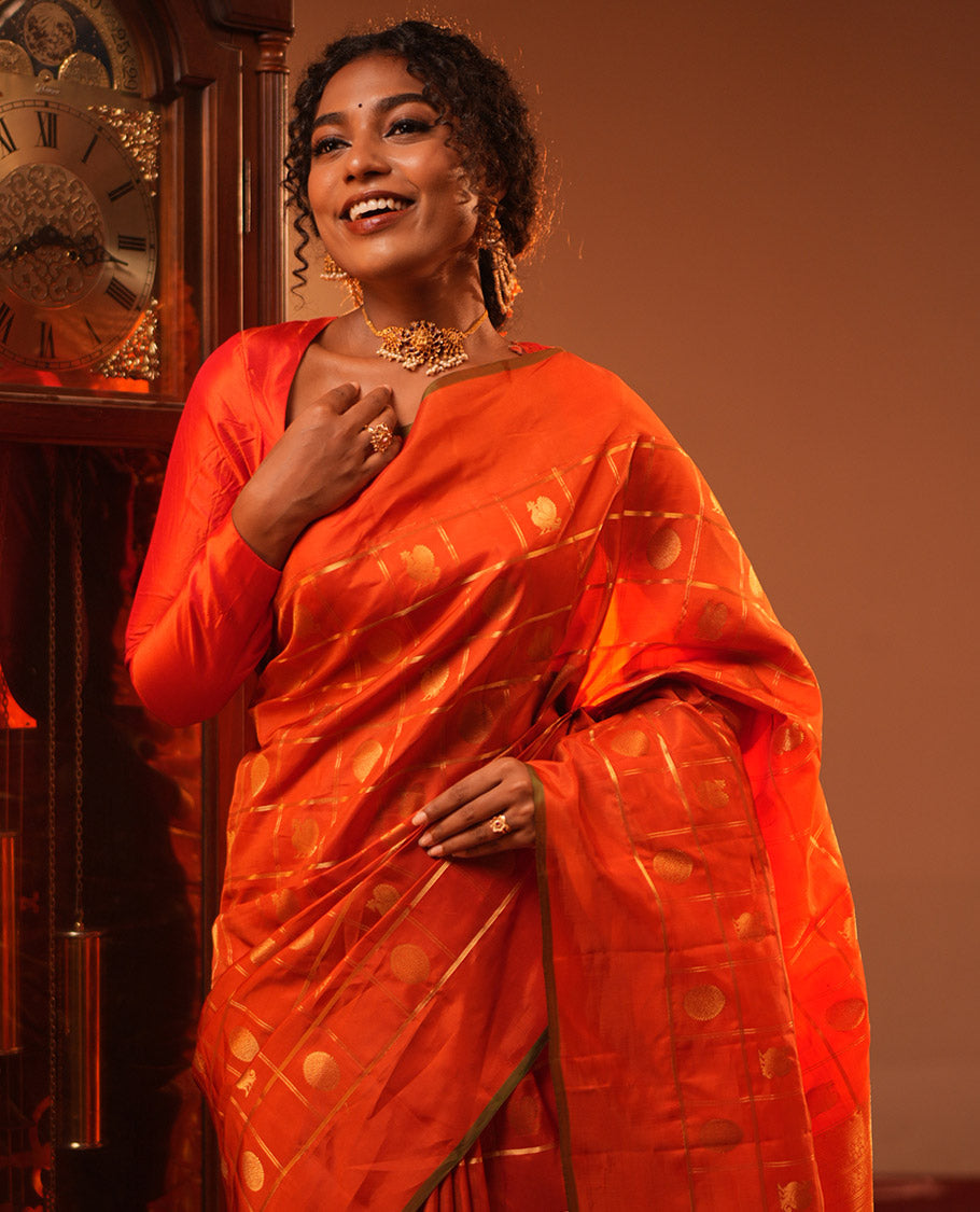 Rust Orange Vasundhara Lite Silk Mix Saree
