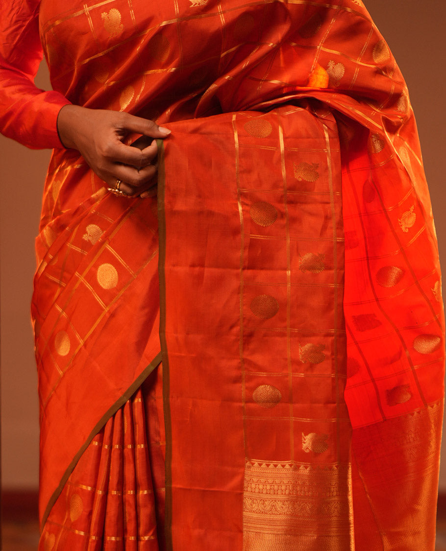 Rust Orange Vasundhara Lite Silk Mix Saree