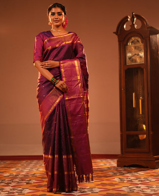 Wine-Magenta Vasundhara Silk Saree