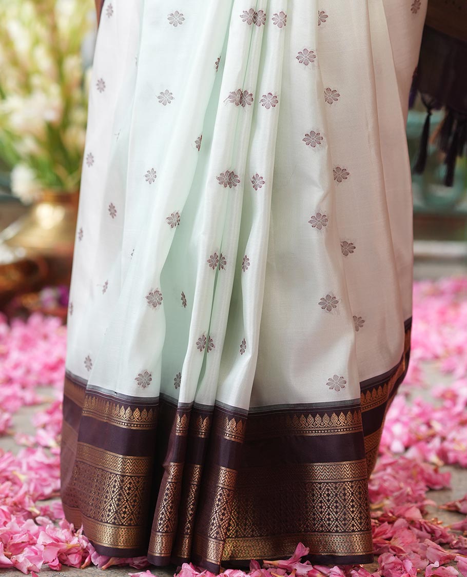 Pista Green-Brown Vasundhara Lite Silk Mix Saree