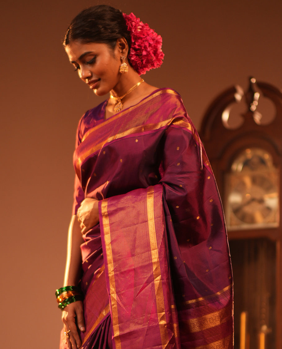Wine-Magenta Vasundhara Silk Saree