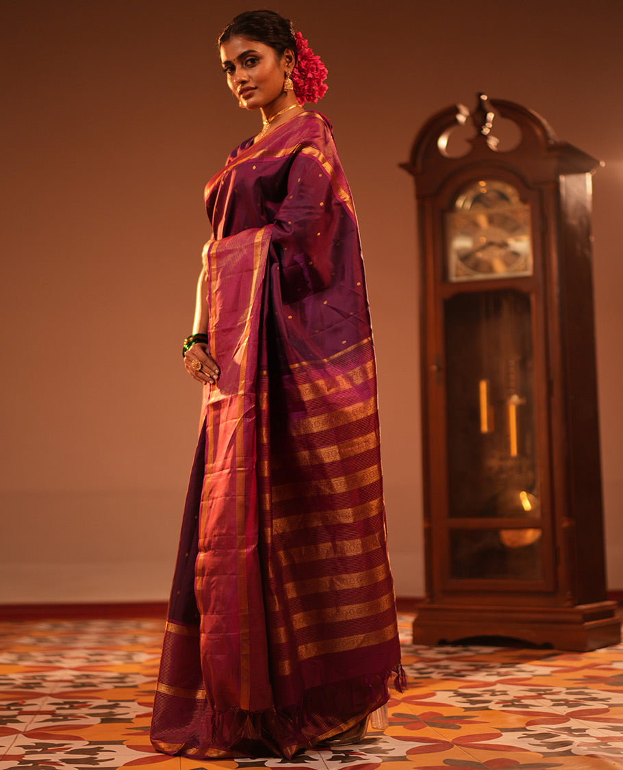 Wine-Magenta Vasundhara Silk Saree