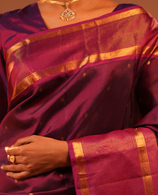 Wine-Magenta Vasundhara Silk Saree